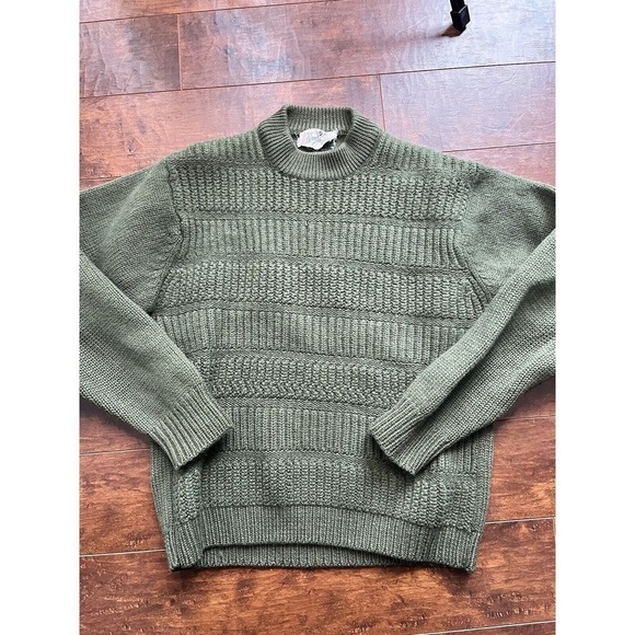 Vintage Norwegian Made In British Hong Kong Green Chunky Sweater Womens XL? - Picture 1 of 9